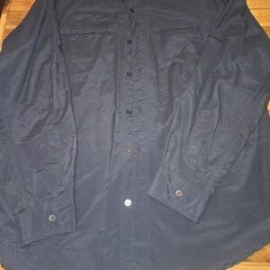 Mens Silky Feel Button Down Navy Dress Shirt Size M